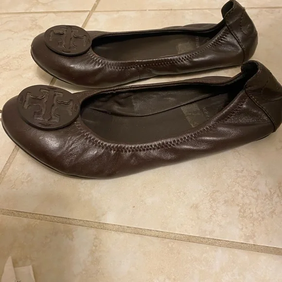 Tory Burch Brown Leather Reva Ballet Flats Size 8 Brown - Picture 8 of 9